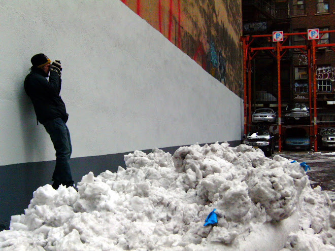 Chelsea After Snow Storm (the artist in action), New York NY, 2010