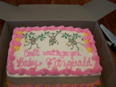 White cake and Raspberry filling with the baby's room"monkey theme" on top