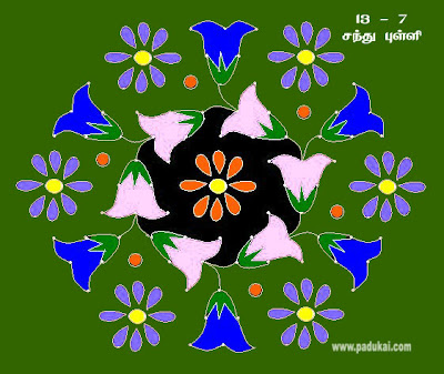 Flower Kolam, Flower Rangoli Pattern designs