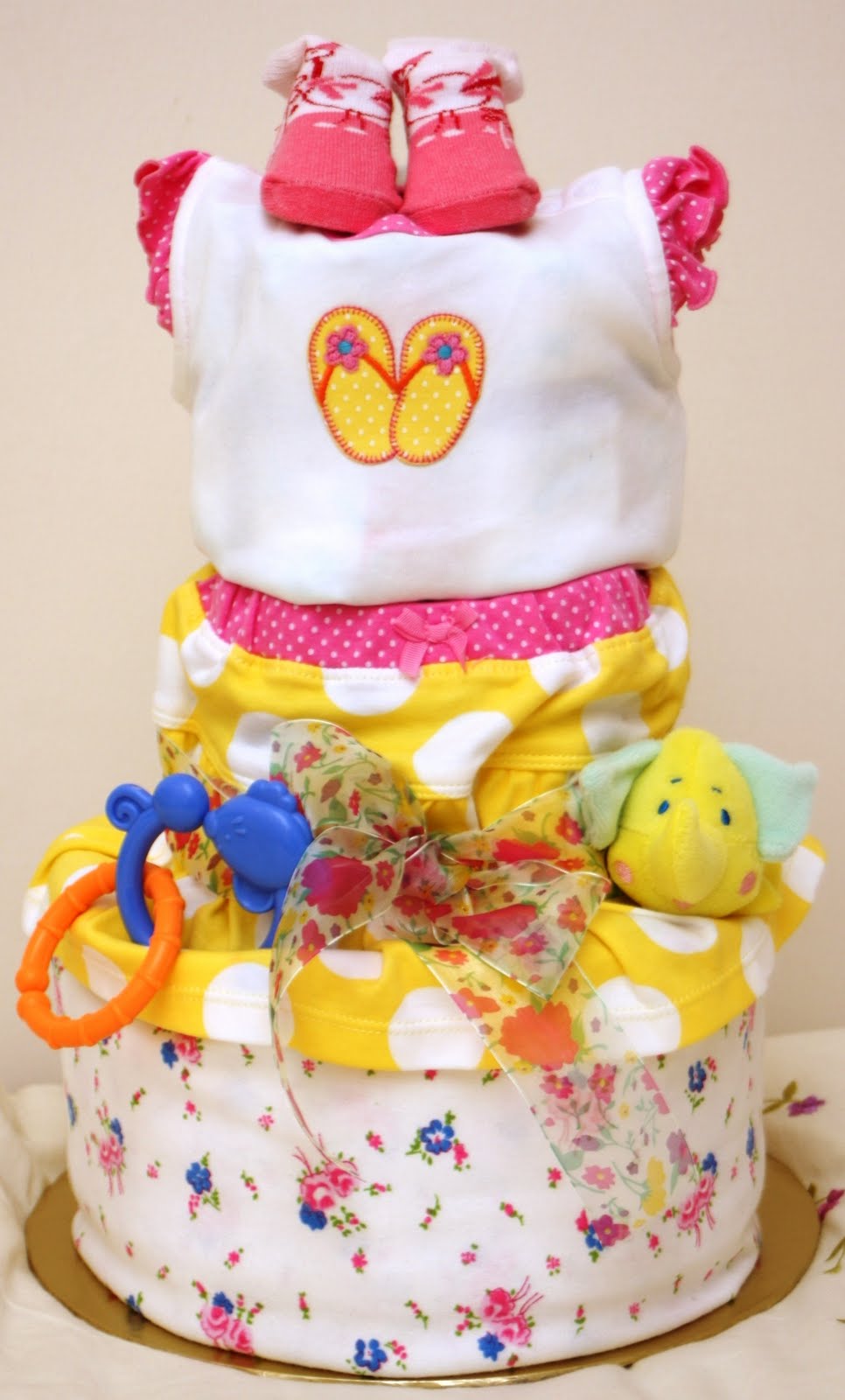 Mysunshine Creative Gift Shop 3 Tier Baby Girl Diaper Cake