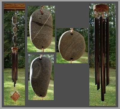 wind chime, windchime, beach stone, copper, handcrafted