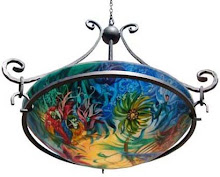 Reverse Painted Glass Chandelier Lamps