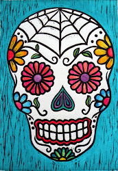 sugar skull skulls drawing dia muertos los linoleum block easy simple painting candy painted rocks stencil dead exchange vizart cool