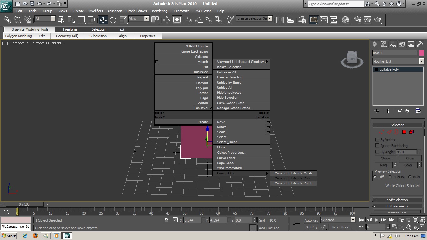 | 3Ds Max Tutorials |: Tutorial 2 : Create a box face