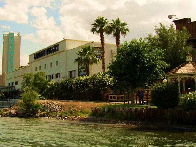One of the gambling hotel/casinos & Colorado River.