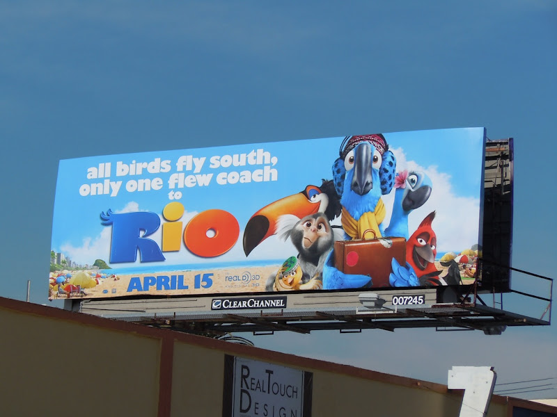 Rio movie billboard La Cienega Boulevard Rio flew coach movie billboard