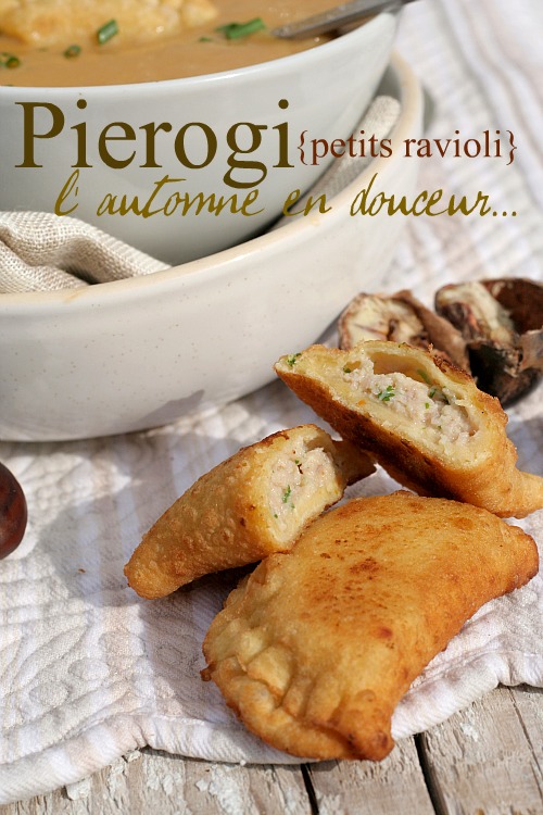 Pierogi {petits ravioli frits } pour accompagner une crème de Chataignes & Courge Butternut…