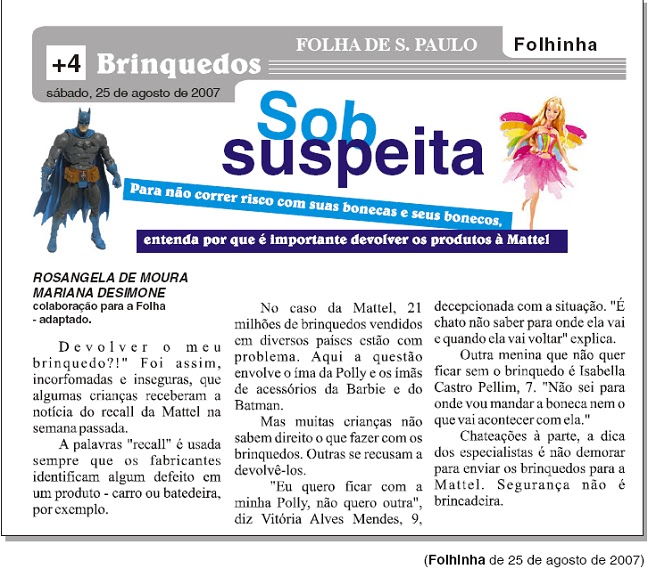 Profª Helena 4° e 5° ano Brinquedos sob suspeita Profª Helena 4° e 5° ano Brinquedos sob suspeita