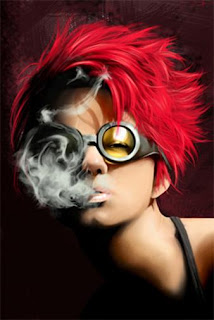 mujer fumando