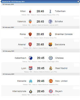 Jadual Perlawanan Liga Juara-Juara Eropah (Timetable UEFA Champions