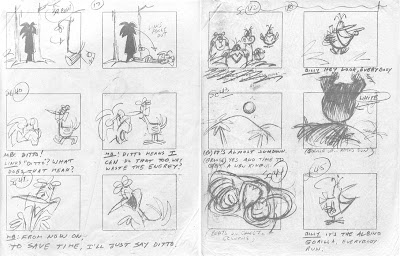 Storyboard panels from 1964 cartoon Linus the Lionhearted Storyboard art by Irv Spector