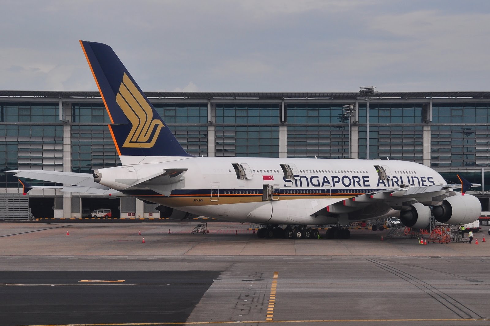 Photograph): Singapore Airlines Airbus A380-841 (9V-SKA) parked near ...