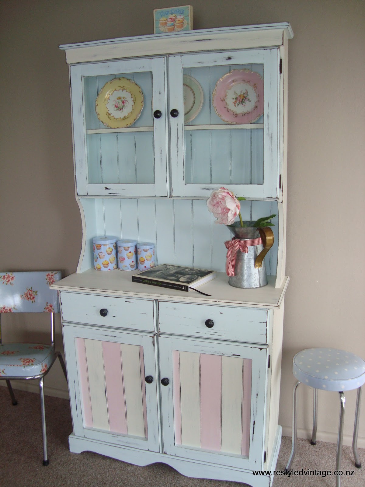 Restyled Vintage The Duck Egg Distressed Hutch...