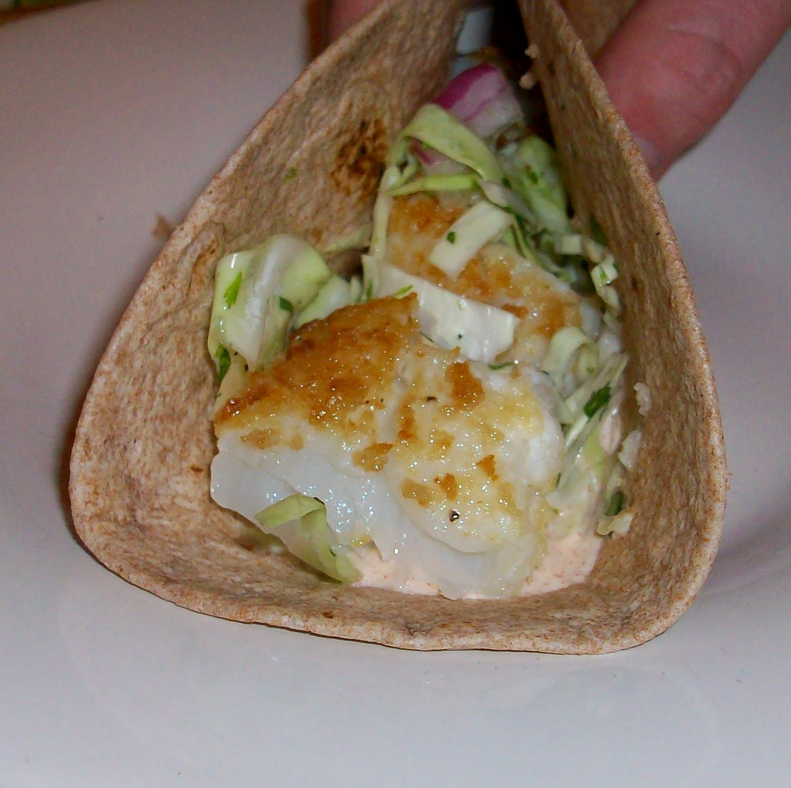 Off My Plate Fish Tacos with Cabbage Slaw and Spicy Mayo