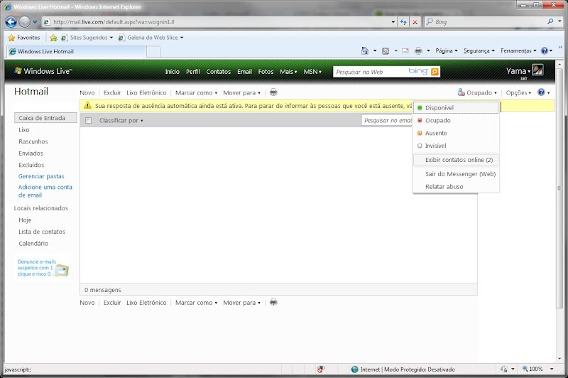 Windows Live Messenger dentro do Hotmail.