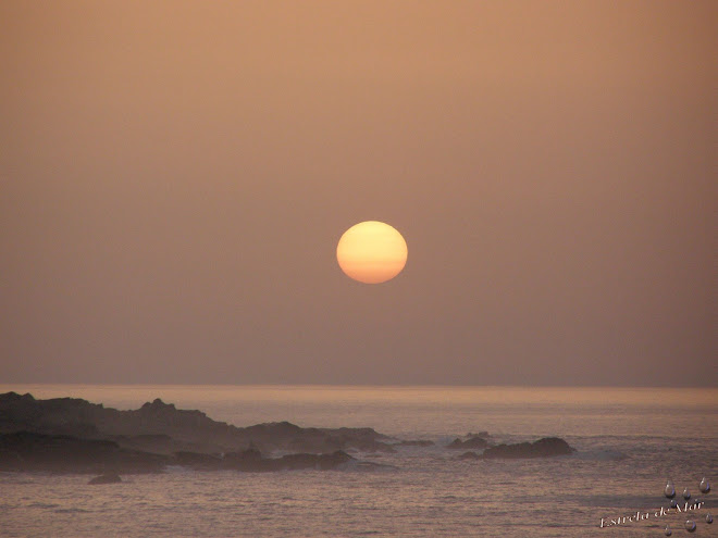 Empezamos con una bonita puesta de sol tipica gallega con su niebla y su bruma del mar .....