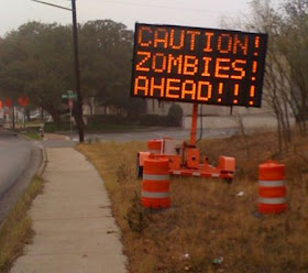 sign hacker broadcasts zombie warnings