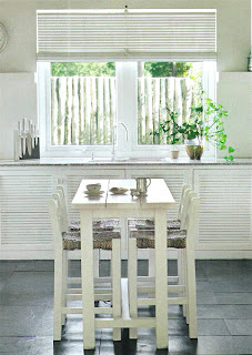 fotosdeinteriores: COCINA EN BLANCO CON SUELO DE PIZARRA