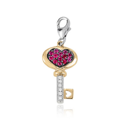 Ruby Heart Key Charm