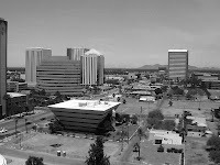 Black and white photo of Downtown Phoenix