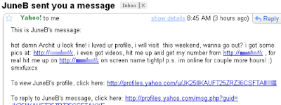 Yahoo Profiles Spam Message