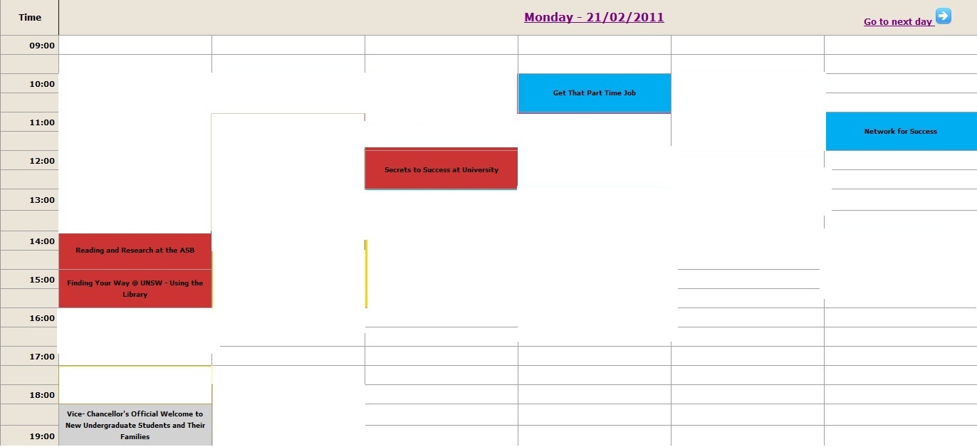 *memory lane* O week UNSW timetable