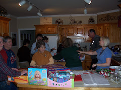 Wrapping the Angel Tree Gifts for our Christmas 2008 adopted family.