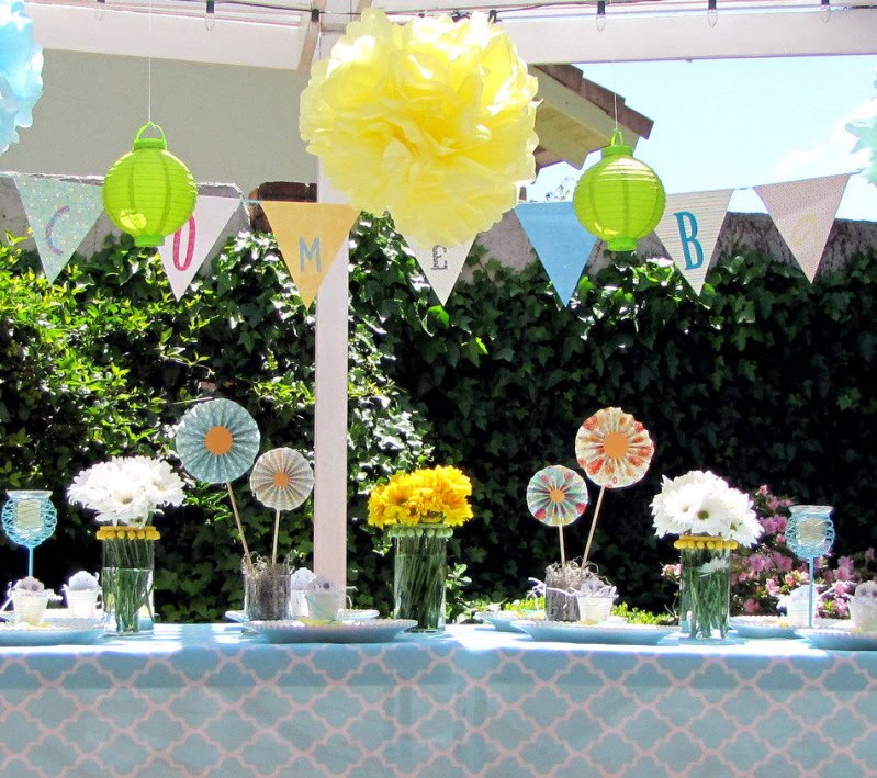 Kara's Party Ideas Lime, Blue & Yellow Garden Baby Shower Kara's Party Ideas