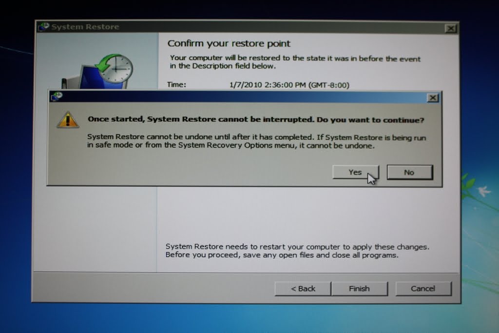 панель управления в windows 10 восстановление системы. инициализация восстановления системы.