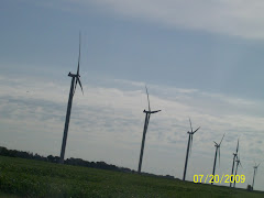 Windmill farm in Iowa countryside
