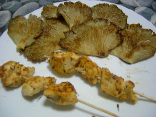  Pinchos de pollo con setas a la plancha 