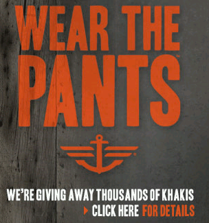 Dockers Wear the Pants Giveaway and Instant Win Game, Watch the Dockers Big Game Commercial and win Khaki Pants and then come back and play the instant win game on Monday