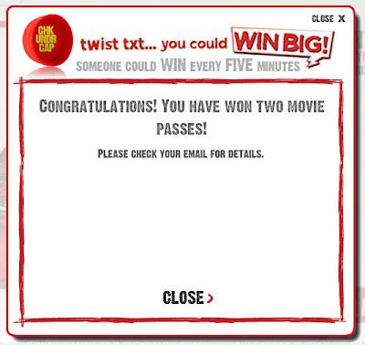 MyCoke Twist Txt You Could Win Big Promotion Winning Screen