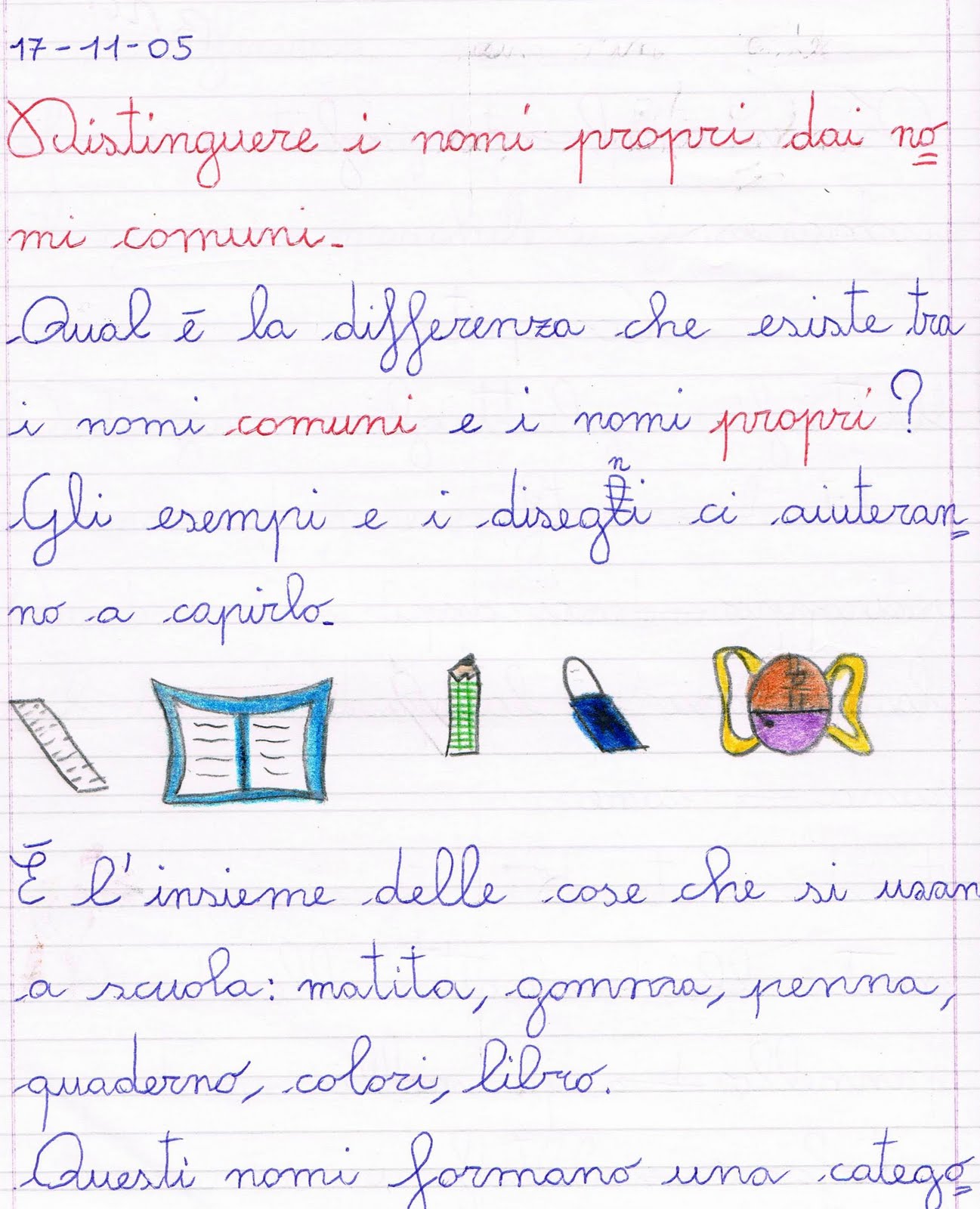 I nomi propri e i nomi comuni.