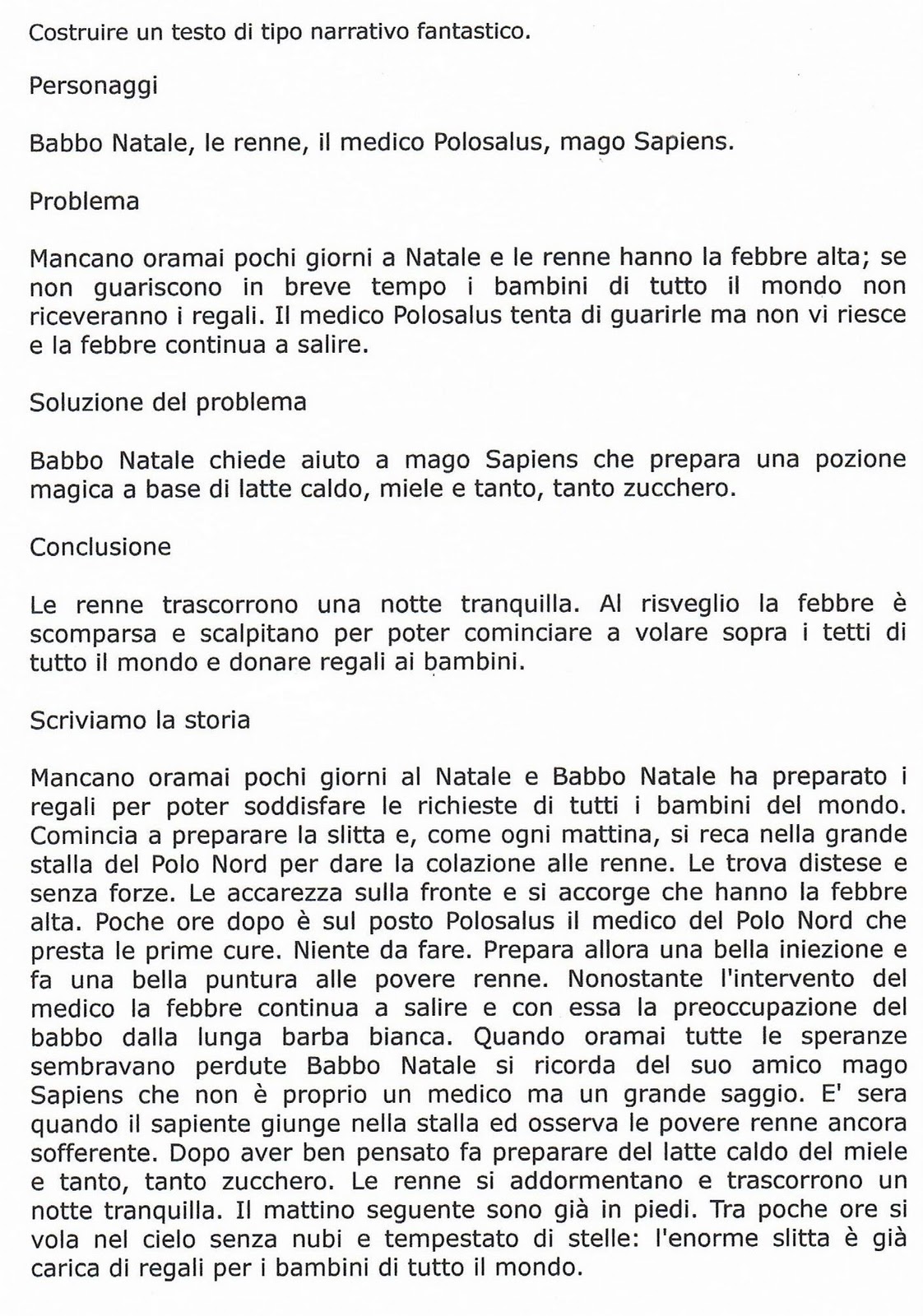 Testo Regali Di Natale.Il Testo Narrativo Fantastico Babbo Natale E Le Renne Scheda Con Lo Schema Del Lavoro