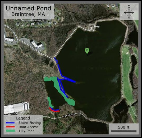 Massachusetts Bass Fishing Spots Richardi Reservoir, Braintree, MA