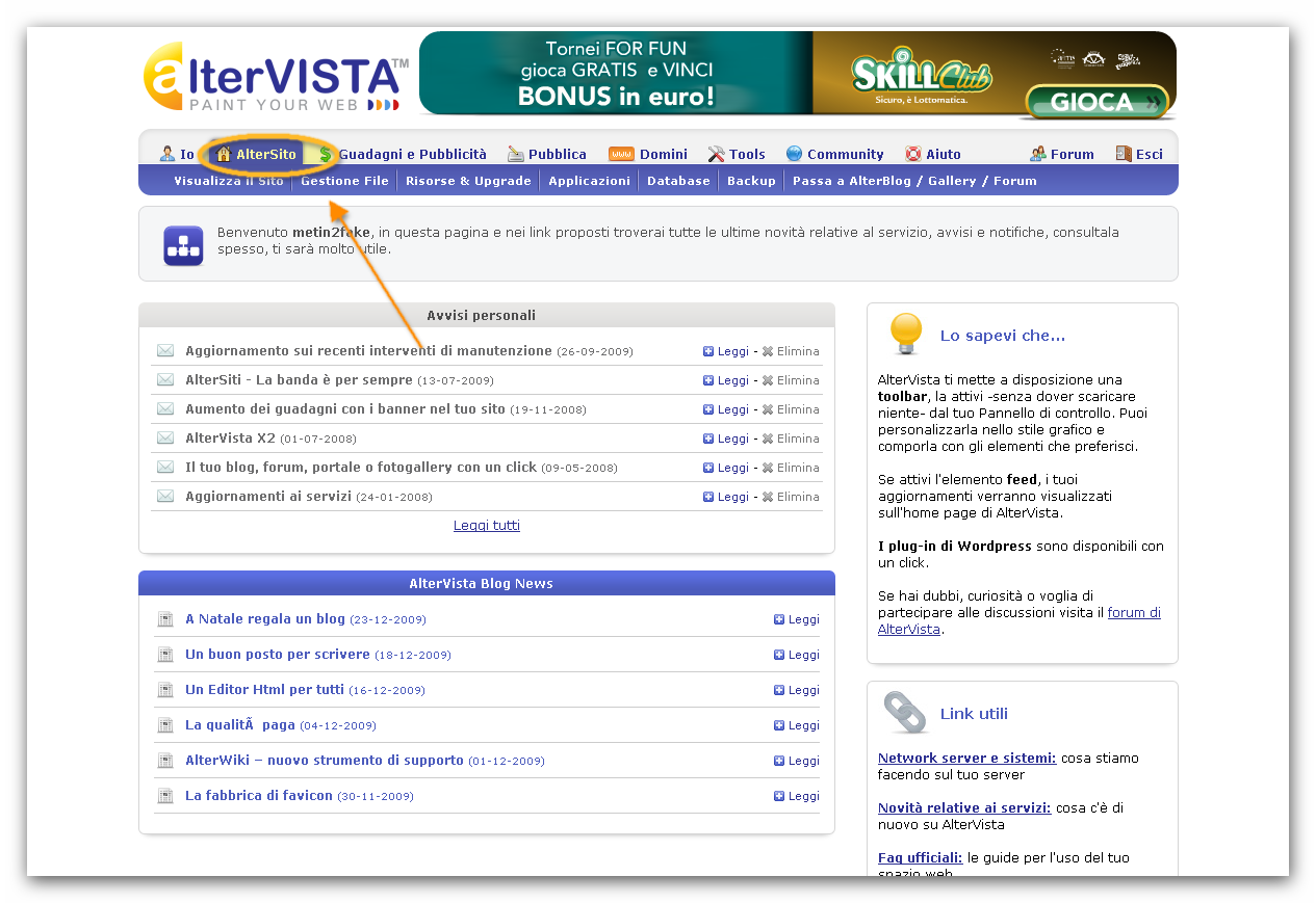 database da altervista scarica