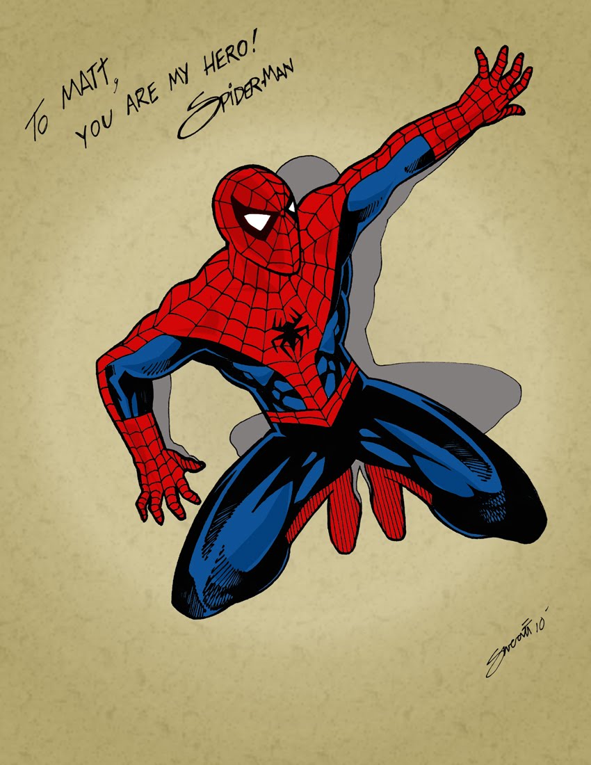 Spider-Man drawing, inked and colored