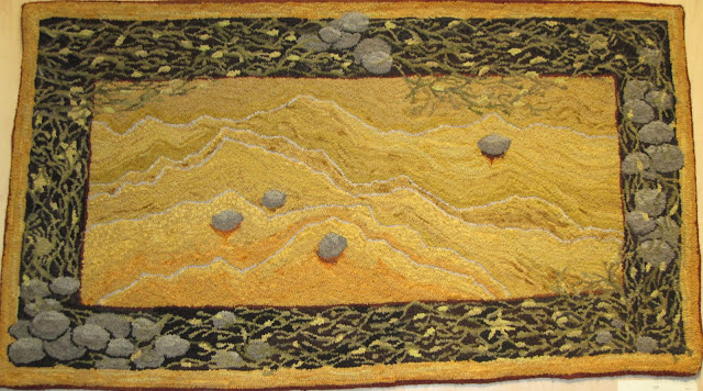 Rocking Border Hooked Rug From Maine