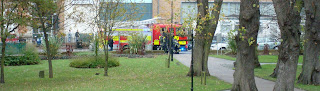 Fire engine attending the Farmers' Market in Lisburn's Castle Gardens