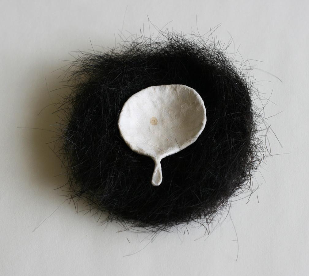 Emptynes(t), 2010. hair, paper & wire. 8 x 5.8 x 1.6 cm spoon dimensions