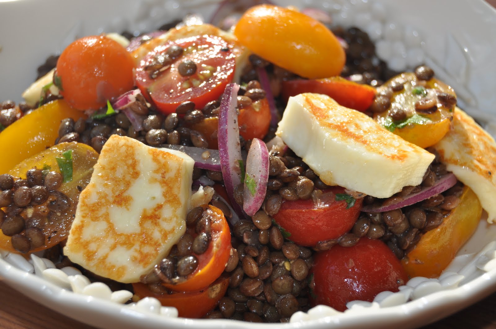 Impeccable Taste Warm Puy Lentil, Cherry Tomato and Haloumi Salad