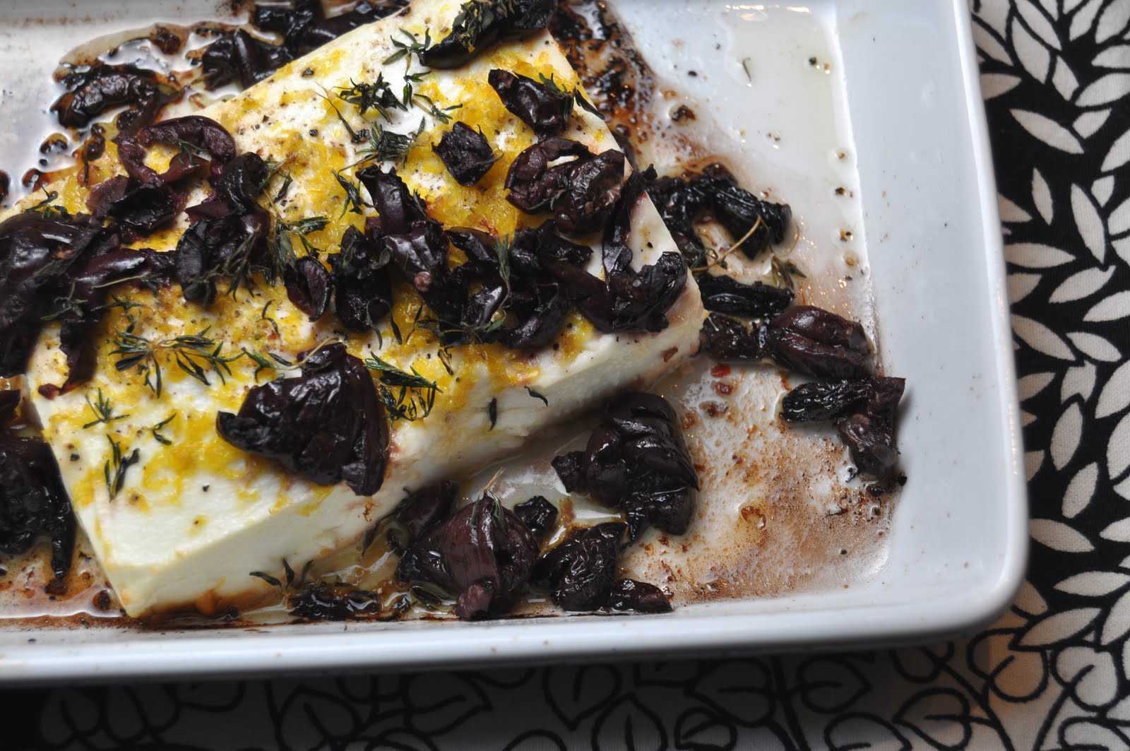Impeccable Taste Baked Feta with Black Olives, Lemon and Thyme