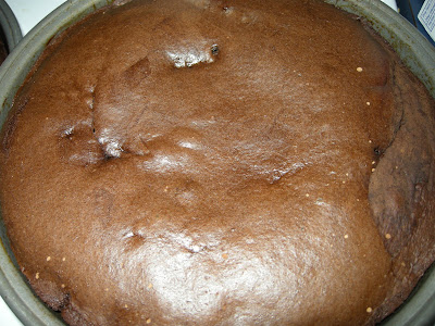 Baked chocolate velvet cake.