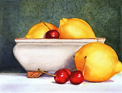 still watercolor painting paintings lemons fruit cherries drawing watercolour fine hasson krista bowl lemon watercolours