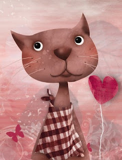 une illustratrice qui adore les chats avec une serviette autour du cou illustration de chat