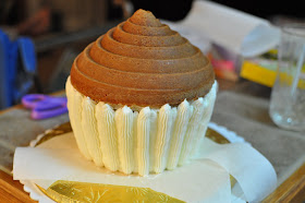 Wilton 3D Giant Cupcake pan & a Giant Butterfly Caramel et Sel cupcake