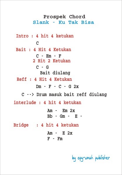 Chord Gitar Slank Ku Tak Bisa Chord Walls