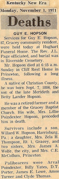 Guy's obituary, 1971