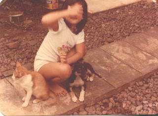 Selby with her first dog and cat